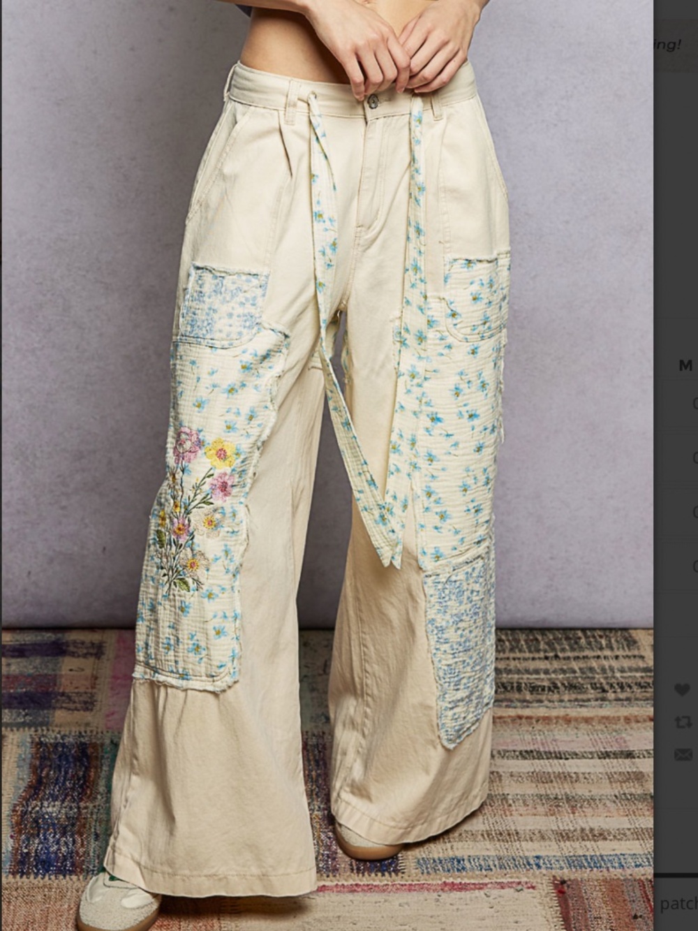 🎂 POL “ COLUMBIA ” POL DENIM TWILL PANT WITH EMBROIDERY DETAIL 61 - Picture 1 of 6